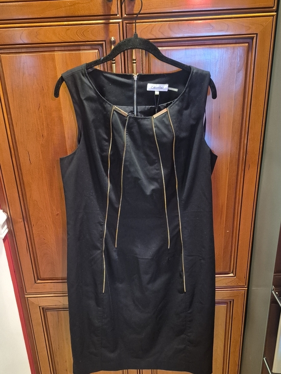 Calvin Klein Dresses & Skirts - Calvin Klein Size 14 Sleeveless Sheath Dress with Gold Piping - Black